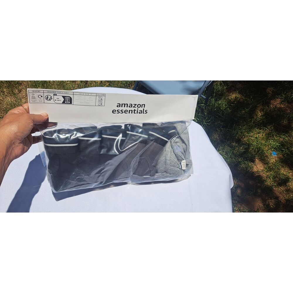 Amazon Essentials Men’s XL Cotton Briefs 7-Pack Black Gray